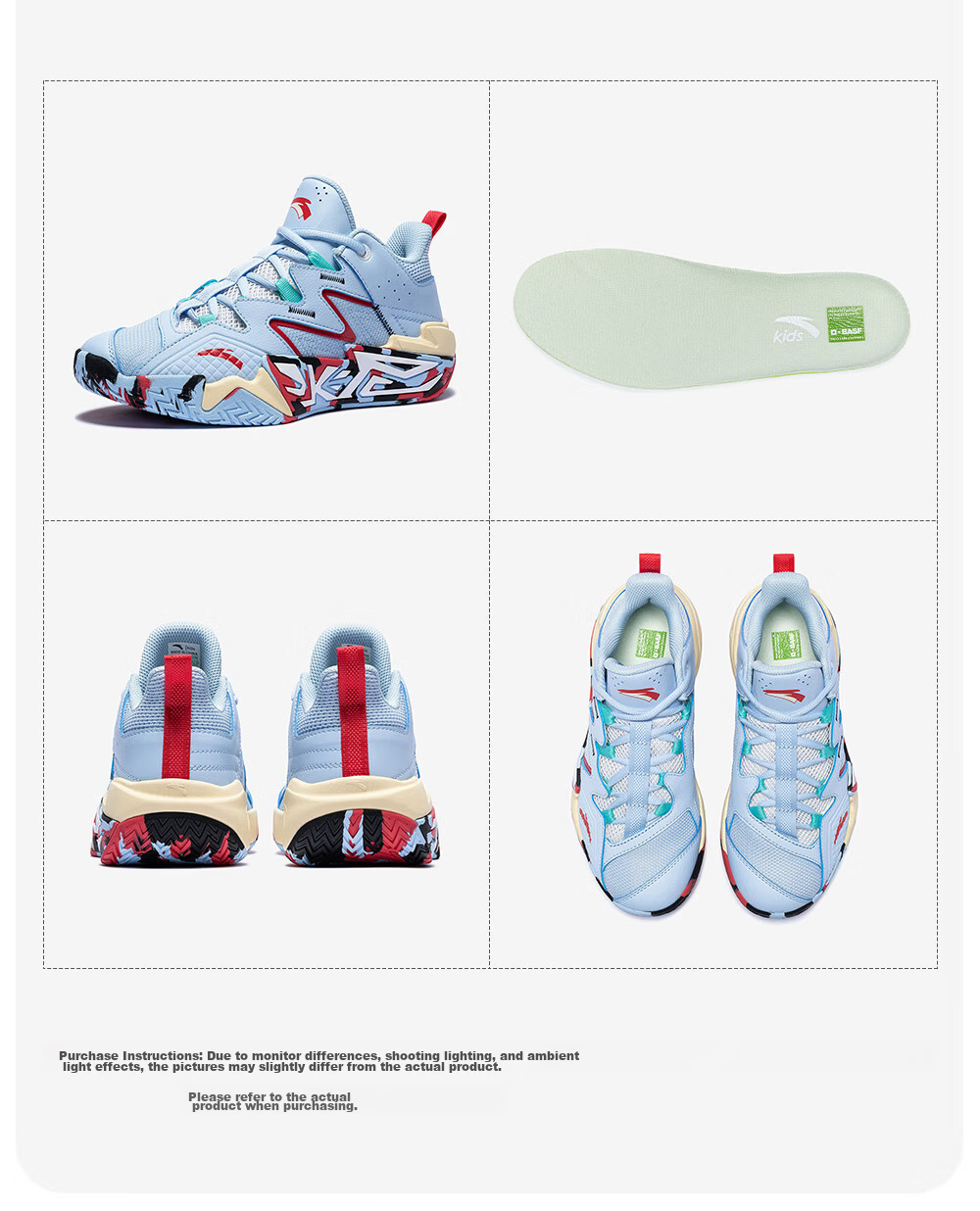 Anta Kids Boys Sports Shoes 2026 Summer Breathable Mesh Durable Cement Basketball Shoes A12621102 32